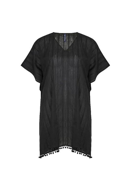 Sequined cover ups for a glamorous poolside eveningBlack Cotton Kaftan