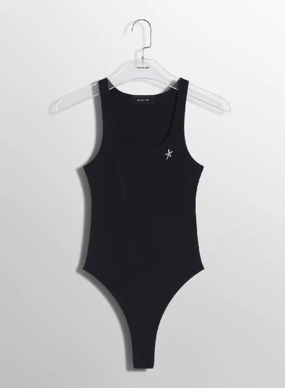 Convertible Straps Bodysuits for Multiple Styling Optionsblack Mugler star bodysuit
