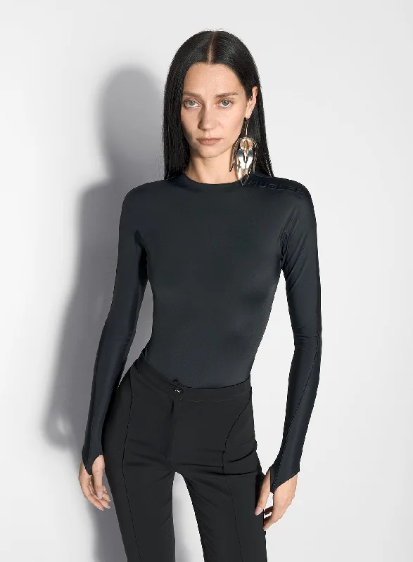 Maternity Bodysuits for Expecting Mothers' Comfortblack shoulder logo bodysuit