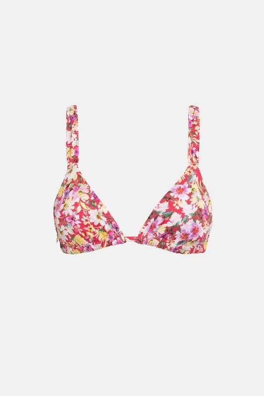 Plus Size Women's One - Shoulder Swim Tops in Pink with Ruching for a Figure - Flattering DesignBloom Floral Soft Strap Slide Tri Top Red Plus Size Women's One - Shoulder Swim Tops in Pink with Ruching for a Figure - Flattering DesignBloom Floral Soft Strap Slide Tri Top Red