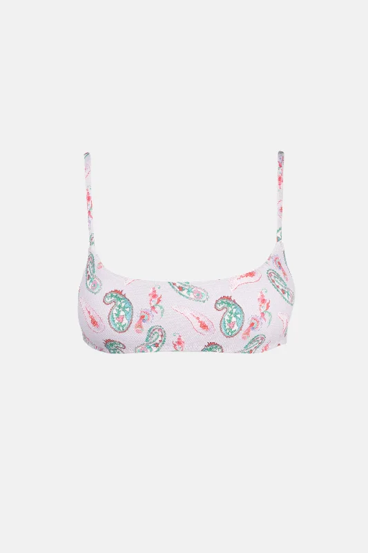 Women's Color - Blocked Swim Tops in Orange and Pink for a Vibrant Summer LookBrooklyn Paisley Crop Top Purple