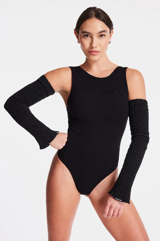 Women's Cut - Out One - Pieces in Black with Geometric Shapes for a Modern and Edgy StyleCalla Cutout Bodysuit - Black Women's Cut - Out One - Pieces in Black with Geometric Shapes for a Modern and Edgy StyleCalla Cutout Bodysuit - Black