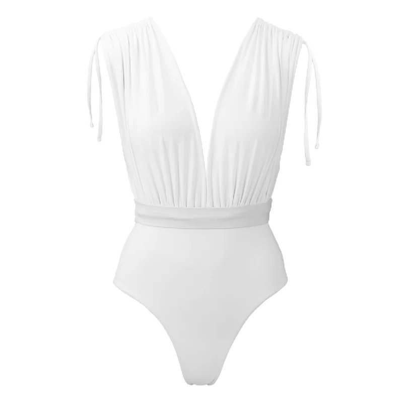 Women's Cut - Out One - Pieces in Black with Geometric Shapes for a Modern and Edgy StyleCAYMAN SWIMSUIT - WHITE