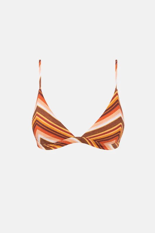 Women's Halter Neck Swim Tops with Tie - Back in Neon Colors for a Bold Summer VibeChica Stripe Bralette Top Brown