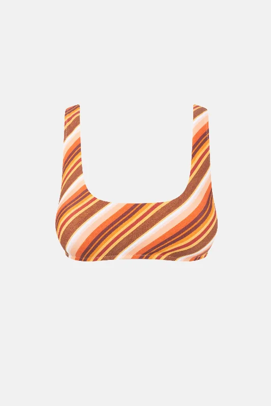 Plus Size Women's Print - Blocked Swim Tops in Multicolor for a Trendy and Fashion - Forward LookChica Stripe Crop Top Brown