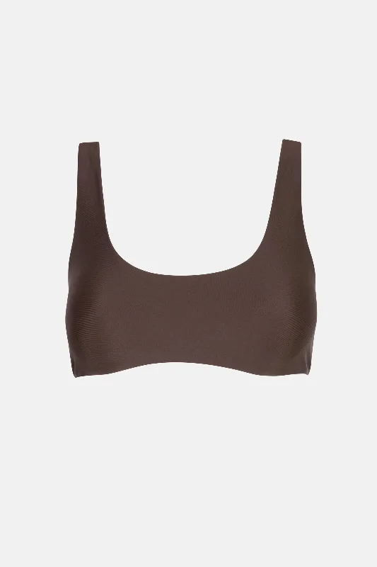 Plus Size Women's Floral - Embroidery Swim Tops in Cream for a Delicate and Elegant AppearanceClassic Crop Top Chocolate Plus Size Women's Floral - Embroidery Swim Tops in Cream for a Delicate and Elegant AppearanceClassic Crop Top Chocolate