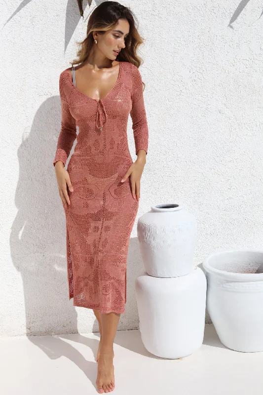Sequined cover ups for a glamorous poolside eveningCoral Sol Coverup Dress