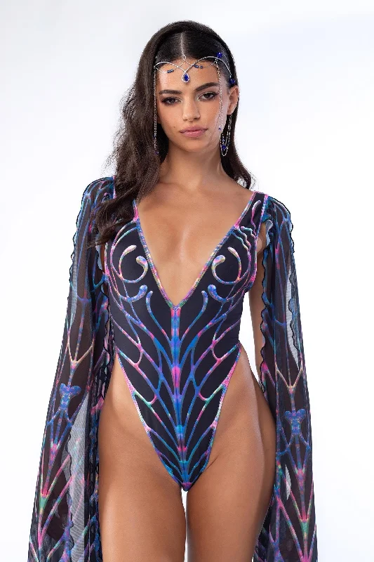 Sleeveless Bodysuits for a Cool and Casual Summer LookCosmic Chaos Winged Bodysuit