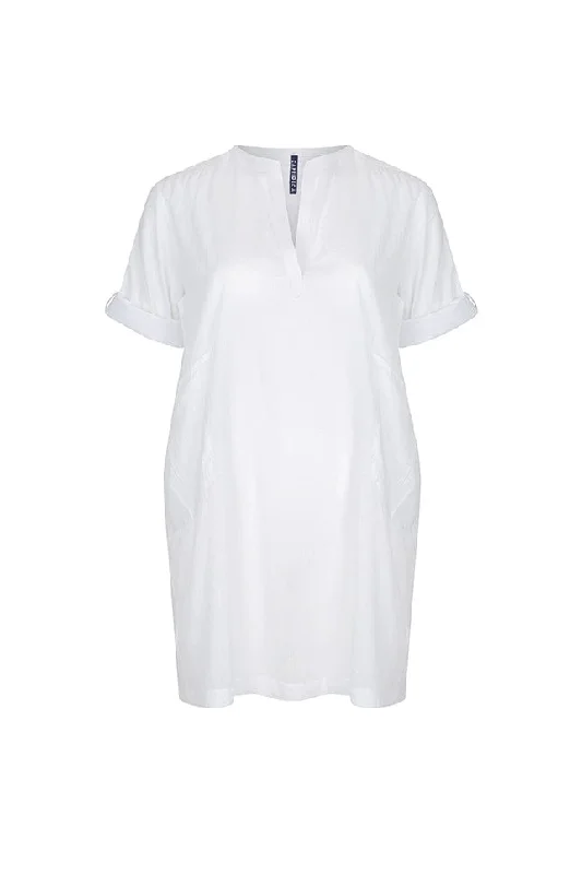 Maxi - length cover ups for a dramatic and elegant beach lookCotton Overshirt White