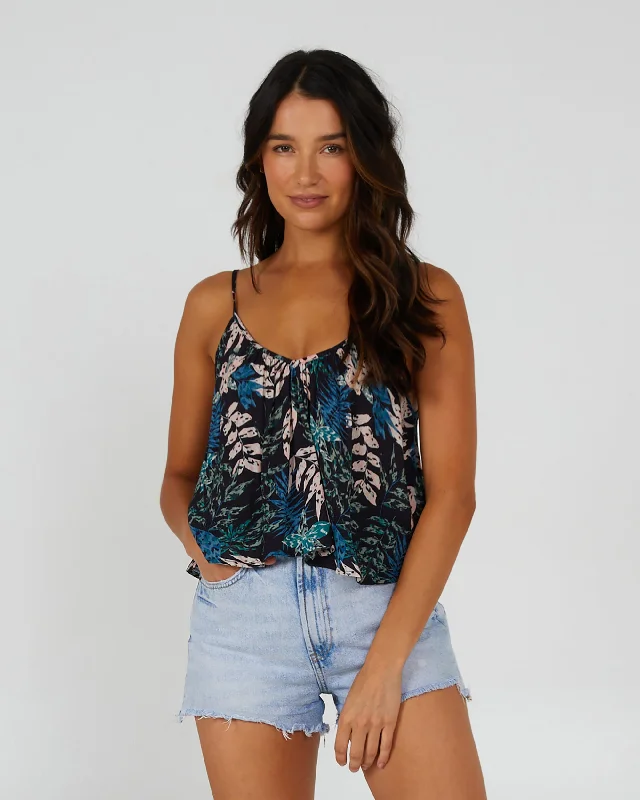 Hand - embroidered lace cover ups for a romantic and elegant beach outfitDesert Island Cami - Black Tropic