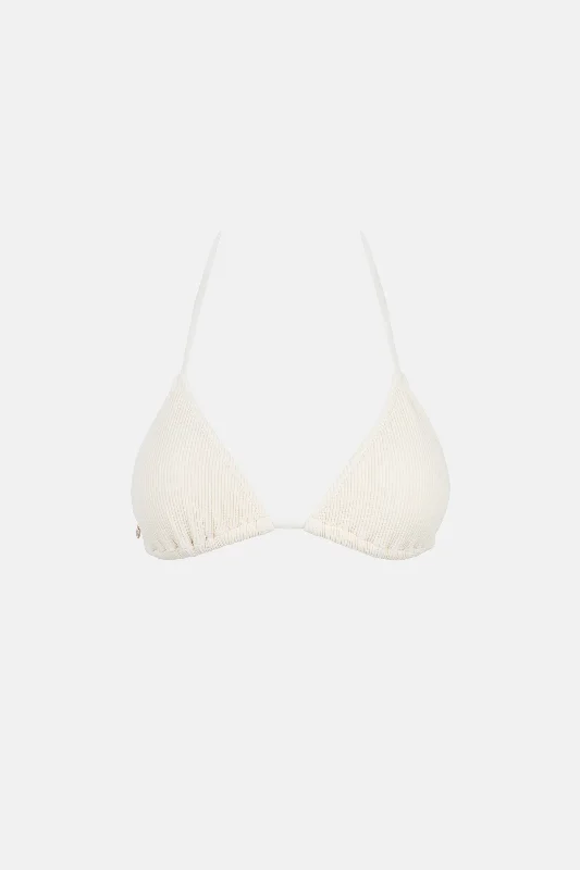Plus Size Women's Adjustable - Strap Swim Tops in Burgundy for a Custom FitEssential Rib Slide Tri Top Creme