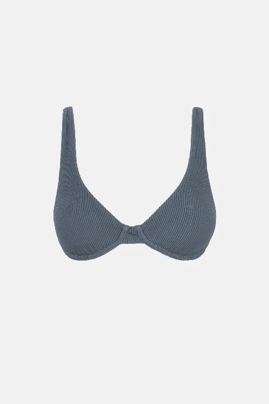 Women's Mesh - Inserted Swim Tops in Black for a Sexy and Modern Beach EnsembleEssential Rib Underwire Top Graphite