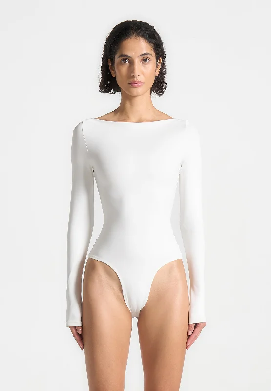 Long - Sleeve Bodysuits for Cold Weather LayeringÉternelle Boat Neck Bodysuit - White