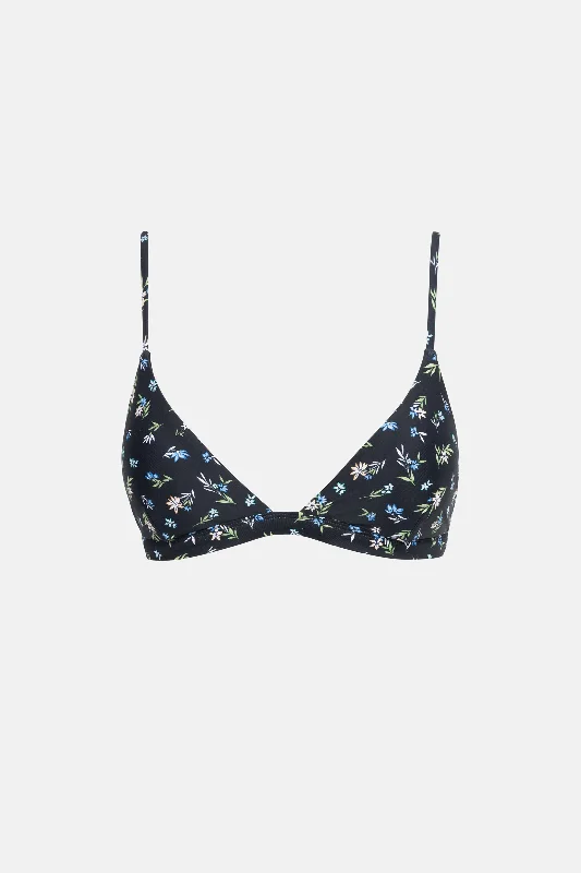 Women's Metallic - Trimmed Swim Tops in Gold for a Glamorous Beach PartyFleur Floral Bralette Top Black