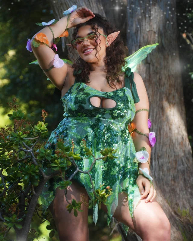 Crop Bodysuits to Pair with High - Waisted BottomsForest Fairytale Sequin Fairy Dress