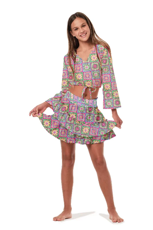 Women's sheer chiffon cover ups for beach partiesGet Skirted - Crochet Multi Pink (FINAL SALE) Women's sheer chiffon cover ups for beach partiesGet Skirted - Crochet Multi Pink (FINAL SALE)