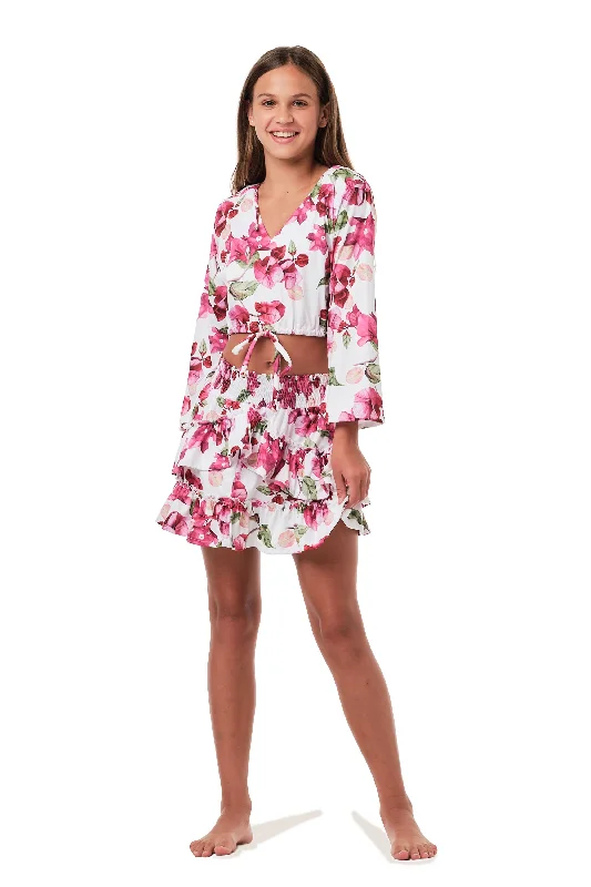 Knee - length cover ups for a versatile and practical beachwear optionGet Skirted - Bougainvillea White (FINAL SALE) Knee - length cover ups for a versatile and practical beachwear optionGet Skirted - Bougainvillea White (FINAL SALE)