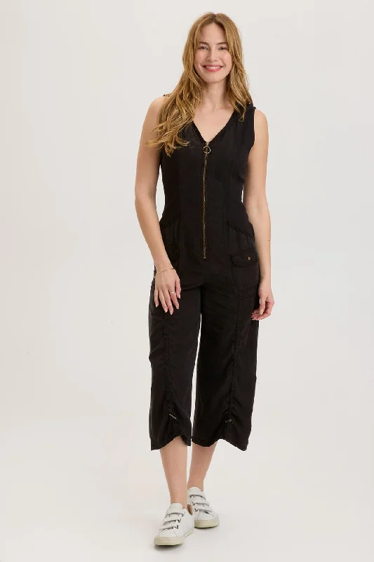 Plus Size Women's Ruffled Hem One - Pieces in Pink for a Feminine and Flirty Summer OutfitHewitt Hooded Jumpsuit