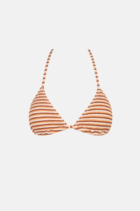 Women's Sheer - Paneled Swim Tops in Blue for a Flirty and Alluring Poolside LookIsla Rib Stripe Slide Tri Top Caramel