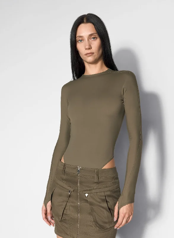 Plus - Size Bodysuits with a Comfortable and Flattering Fitkhaki shoulder logo bodysuit Plus - Size Bodysuits with a Comfortable and Flattering Fitkhaki shoulder logo bodysuit