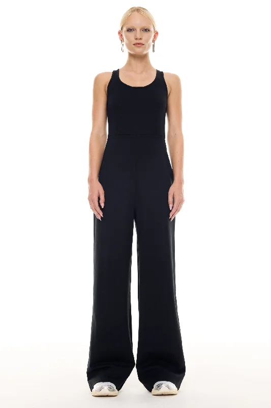 Women's Sleeveless Backless One - Pieces in Black with Cut - Out Details for a Sexy Beach LookLenox Knit Jumpsuit - Black Women's Sleeveless Backless One - Pieces in Black with Cut - Out Details for a Sexy Beach LookLenox Knit Jumpsuit - Black
