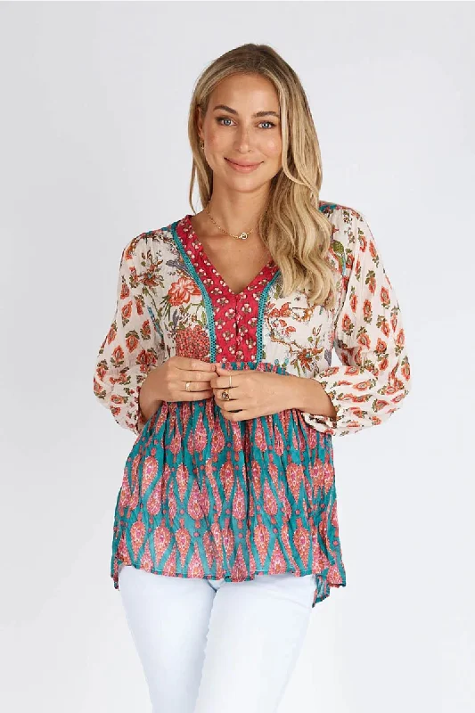 Round - neck cover ups for a classic and simple lookLula Life Curtis Multi Top On Sale Round - neck cover ups for a classic and simple lookLula Life Curtis Multi Top On Sale