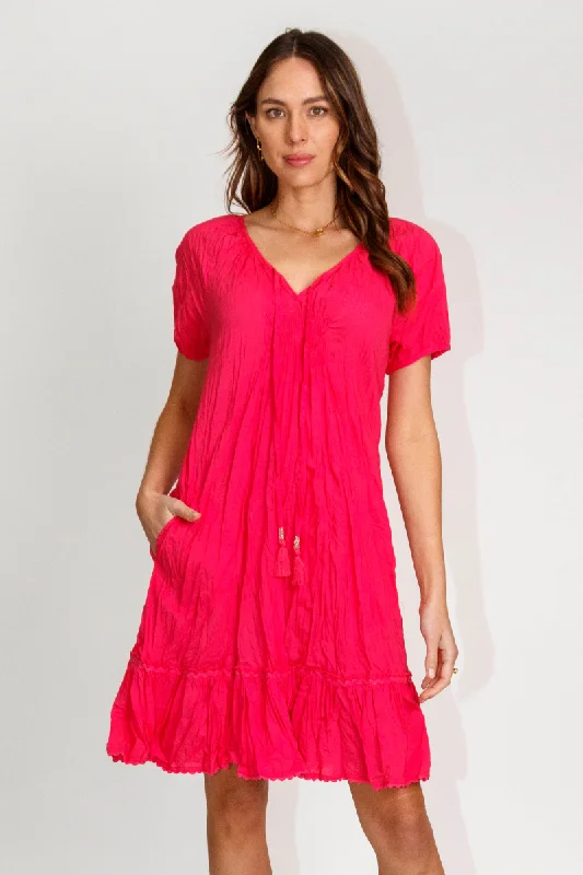 One - size - fits - all cover ups for convenient and hassle - free shoppingLula Life MimI Shirred Dress Melon