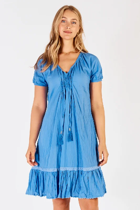 See - through cover ups for a sexy and alluring beach outfitLula Life MimI Shirred Dress Perriwinkle