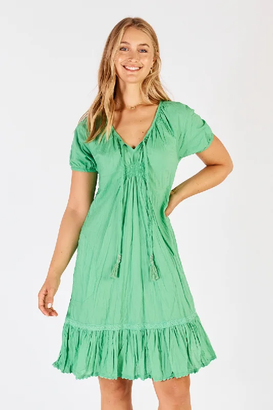 Mock - neck cover ups for a more modern and stylish silhouetteLula Life MimI Shirred Dress Sea Green