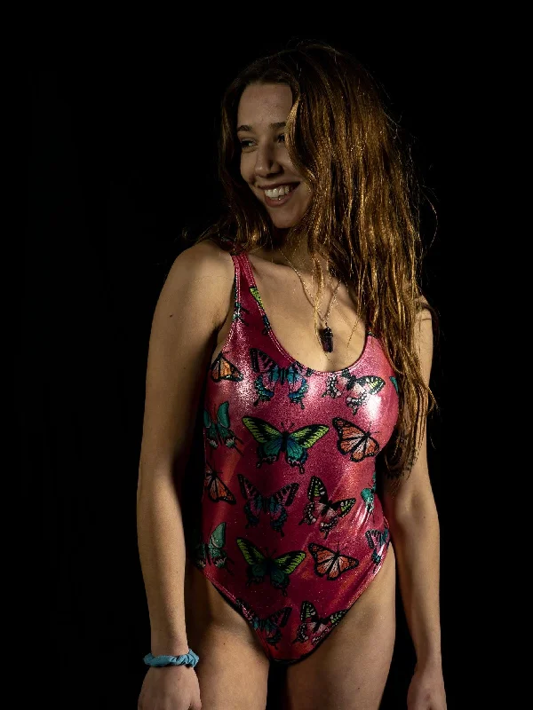 Plus Size Women's Animal Print One - Pieces in Leopard for a Bold and Trendy StatementMaroon Butterfly Onepiece Plus Size Women's Animal Print One - Pieces in Leopard for a Bold and Trendy StatementMaroon Butterfly Onepiece