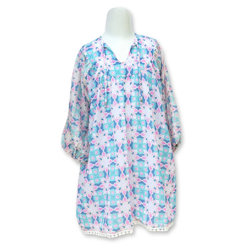 Printed sarong - style cover ups for a tropical vacation lookMatahari Flower Kaftan