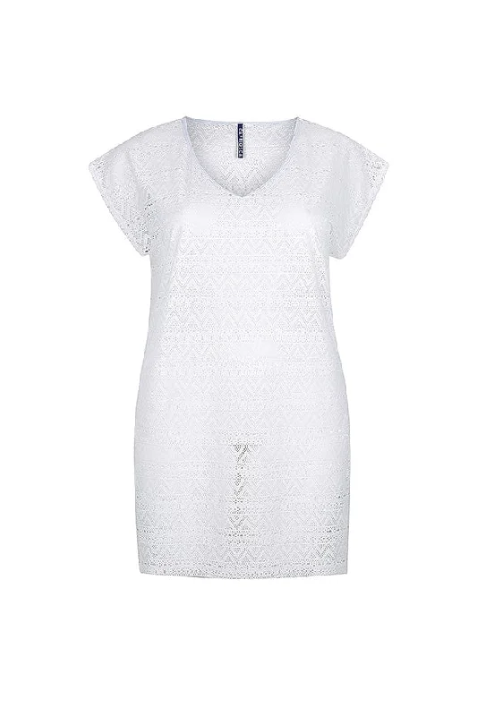 Button - down cover ups for a versatile and easy - to - wear optionMesh Beach Cover Up White Button - down cover ups for a versatile and easy - to - wear optionMesh Beach Cover Up White