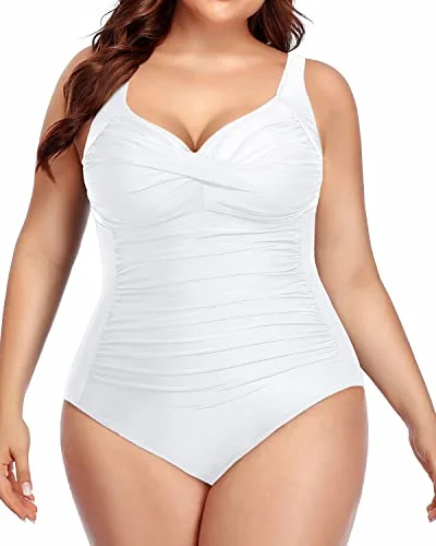 Plus Size Women's Button - Down One - Pieces in Light Blue for a Casual and Comfortable Day OutRetro One Piece Swimsuits Soft Wide Straps Plus Size Sexy Swimsuits For Women-White Plus Size Women's Button - Down One - Pieces in Light Blue for a Casual and Comfortable Day OutRetro One Piece Swimsuits Soft Wide Straps Plus Size Sexy Swimsuits For Women-White