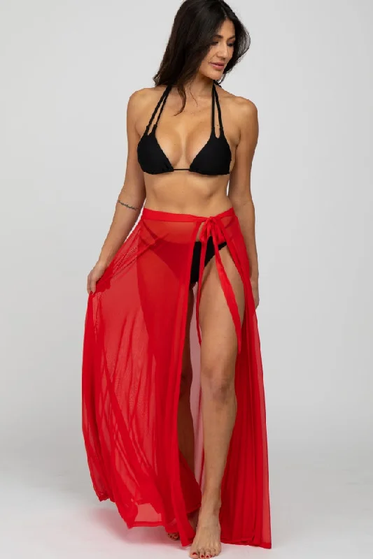 Poncho - style cover ups for a cozy and fashionable beach accessoryRed Mesh Wrap Cover Up Poncho - style cover ups for a cozy and fashionable beach accessoryRed Mesh Wrap Cover Up