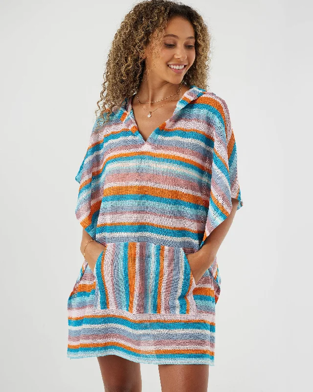 Round - neck cover ups for a classic and simple lookSalty Soul Poncho Beach Cover-Up - Multi