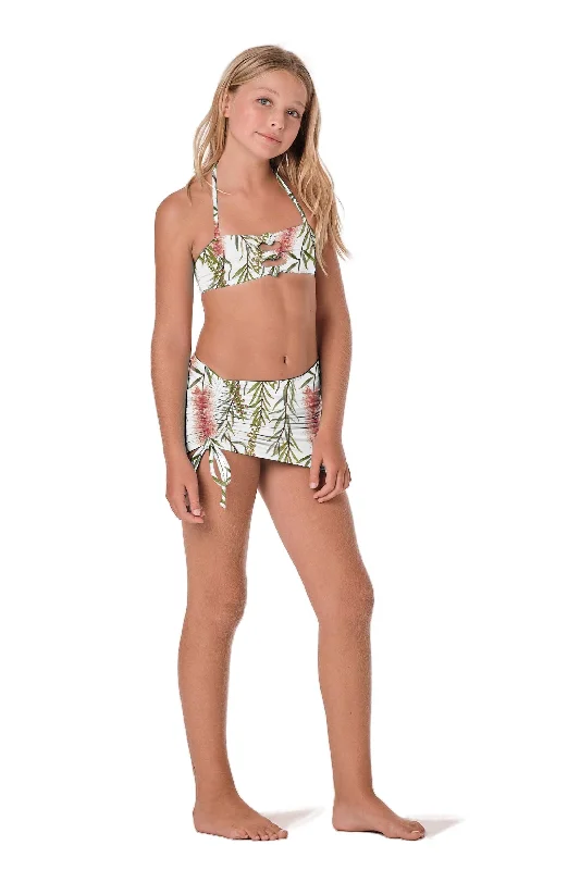 Knee - length cover ups for a versatile and practical beachwear optionScrunch It - Tropical Garden White (FINAL SALE)