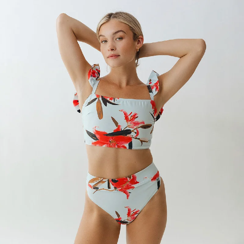 Women's Sheer - Paneled Swim Tops in Blue for a Flirty and Alluring Poolside LookSea Glass Bella Crop Top Women's Sheer - Paneled Swim Tops in Blue for a Flirty and Alluring Poolside LookSea Glass Bella Crop Top