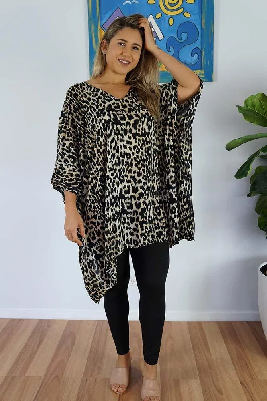 Romper - style cover ups for a trendy and functional beach optionShort Tunic Leopard