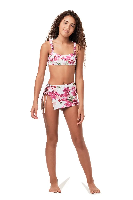 Women's sheer chiffon cover ups for beach partiesSkinny Mini - Bougainvillea White (FINAL SALE)