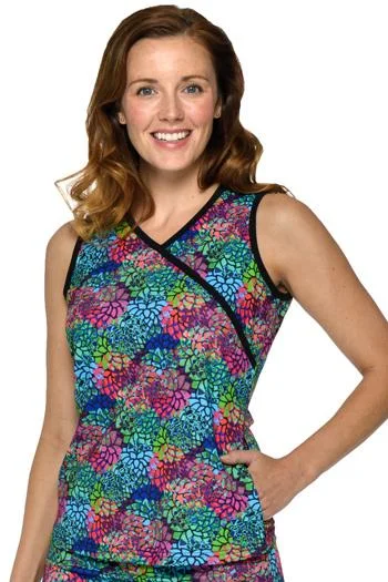 Women's High - Neck Swim Tops in Navy with Zipper for a Sleek and Sporty LookSleeveless Crossover Swim Top - Chlorine Proof