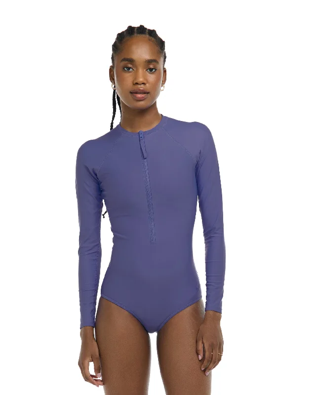 Women's Long - Length One - Pieces in Gray with Asymmetric Hem for a Contemporary and Fashionable LookSmoothies Chanel One-Piece Swimsuit - Iris Women's Long - Length One - Pieces in Gray with Asymmetric Hem for a Contemporary and Fashionable LookSmoothies Chanel One-Piece Swimsuit - Iris