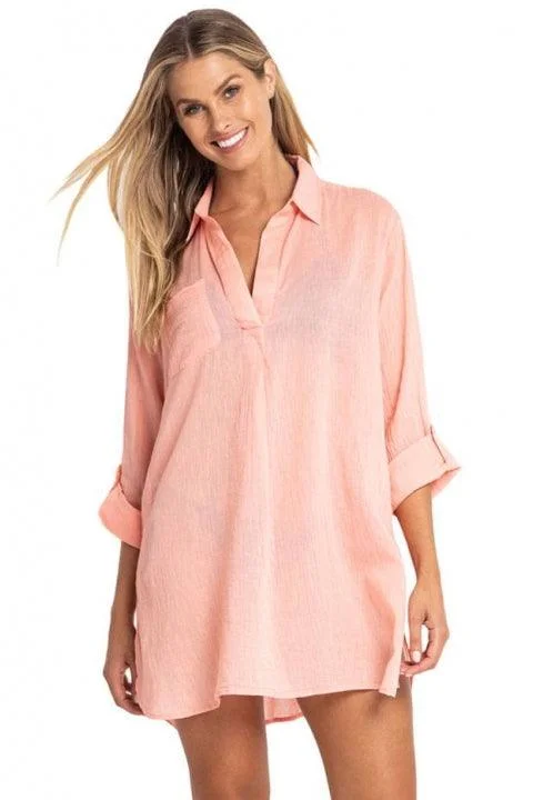 Kimono - style cover ups for an Asian - inspired beach lookSunseeker SS91719 Resort Painter Shirt Blush