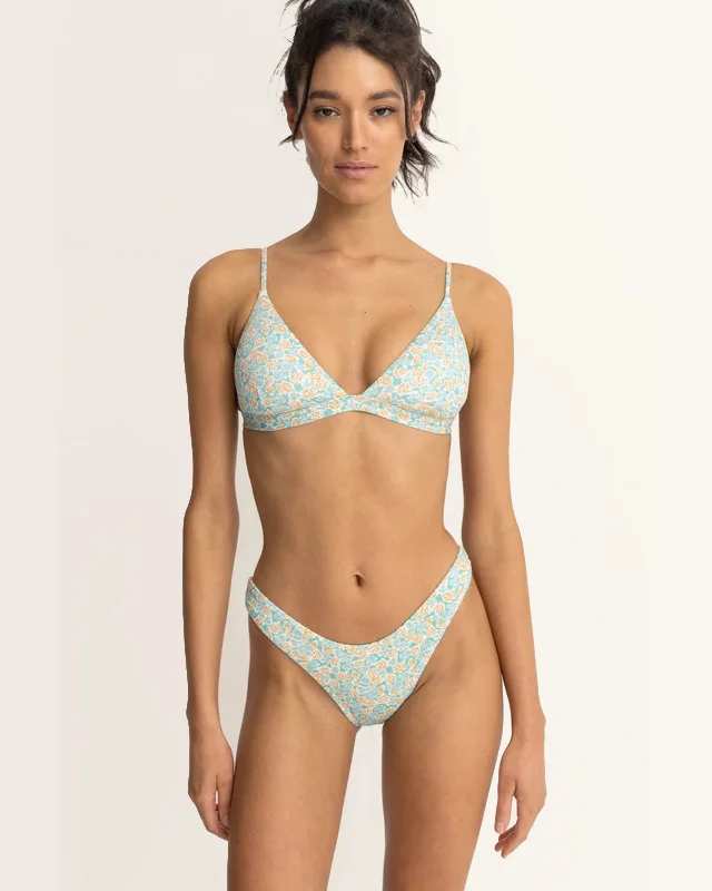 Women's Metallic - Trimmed Swim Tops in Gold for a Glamorous Beach PartySunburst Floral Bralette Top