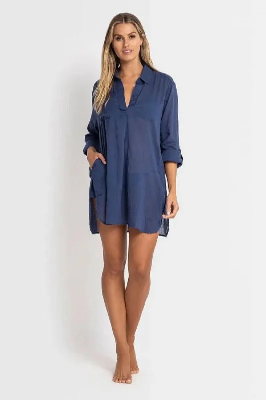 Mock - neck cover ups for a more modern and stylish silhouetteSunseeker Resort Painters Shirt Denim Mock - neck cover ups for a more modern and stylish silhouetteSunseeker Resort Painters Shirt Denim