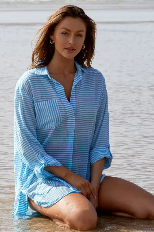 See - through cover ups for a sexy and alluring beach outfitSunseeker Resort Painters Summer Stripe Shirt - Teal See - through cover ups for a sexy and alluring beach outfitSunseeker Resort Painters Summer Stripe Shirt - Teal
