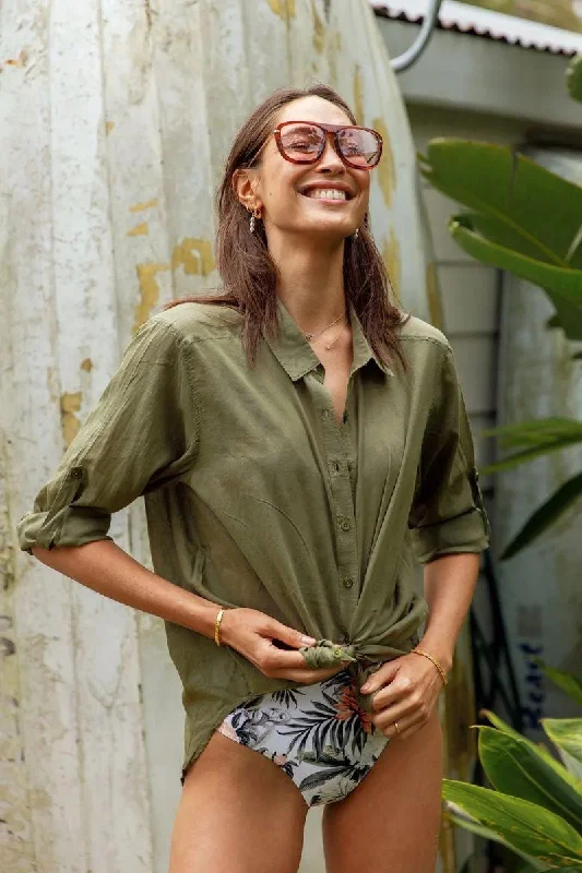 Anti - UV ray cover ups for outdoor summer activitiesSunseeker Folklore Resort Slouch Shirt Khaki Anti - UV ray cover ups for outdoor summer activitiesSunseeker Folklore Resort Slouch Shirt Khaki