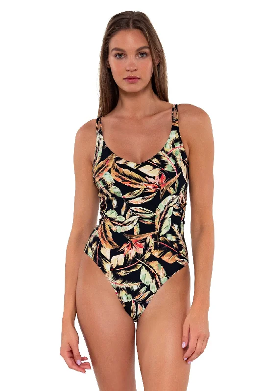 Women's Sleeveless Backless One - Pieces in Black with Cut - Out Details for a Sexy Beach LookSunsets Retro Retreat Veronica One Piece Women's Sleeveless Backless One - Pieces in Black with Cut - Out Details for a Sexy Beach LookSunsets Retro Retreat Veronica One Piece
