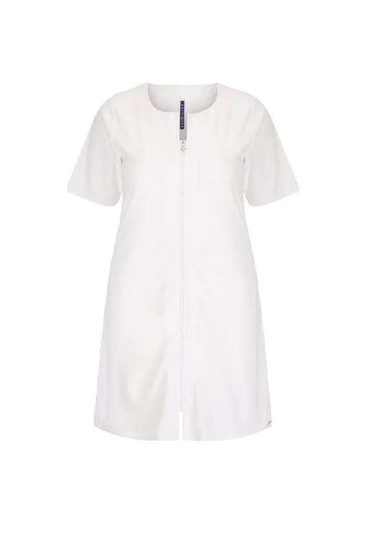 Women's sheer chiffon cover ups for beach partiesTerry Towelling Zip Through Dress White