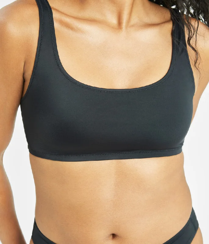 Women's High - Neck Swim Tops in Navy with Zipper for a Sleek and Sporty LookThe All-You Swim Bralette: Black Women's High - Neck Swim Tops in Navy with Zipper for a Sleek and Sporty LookThe All-You Swim Bralette: Black