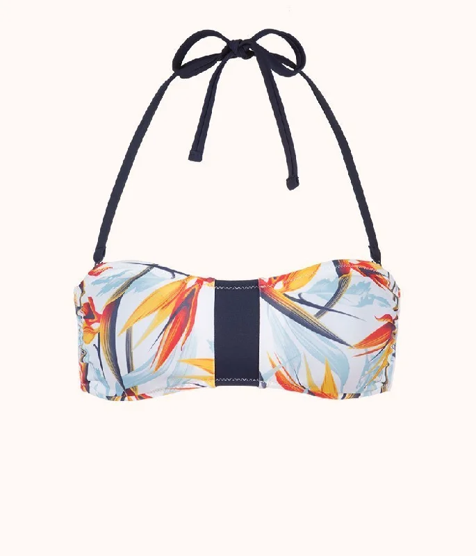 Plus Size Women's Floral - Embroidery Swim Tops in Cream for a Delicate and Elegant AppearanceThe Swim Bandeau: Day Break Print Plus Size Women's Floral - Embroidery Swim Tops in Cream for a Delicate and Elegant AppearanceThe Swim Bandeau: Day Break Print